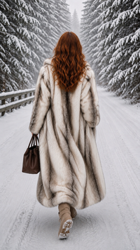 Women's Long Brown Flannel Coat – Winter Elegance