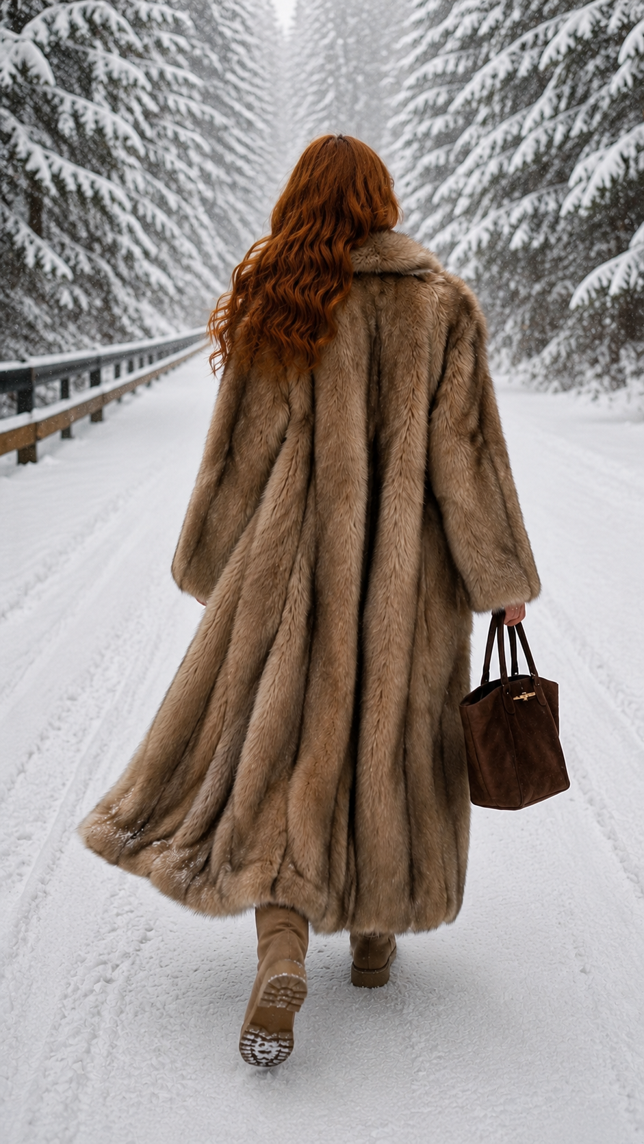 Women's Long Brown Flannel Coat – Winter Elegance