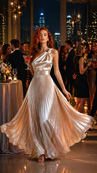 Robe plissée décoration métallique