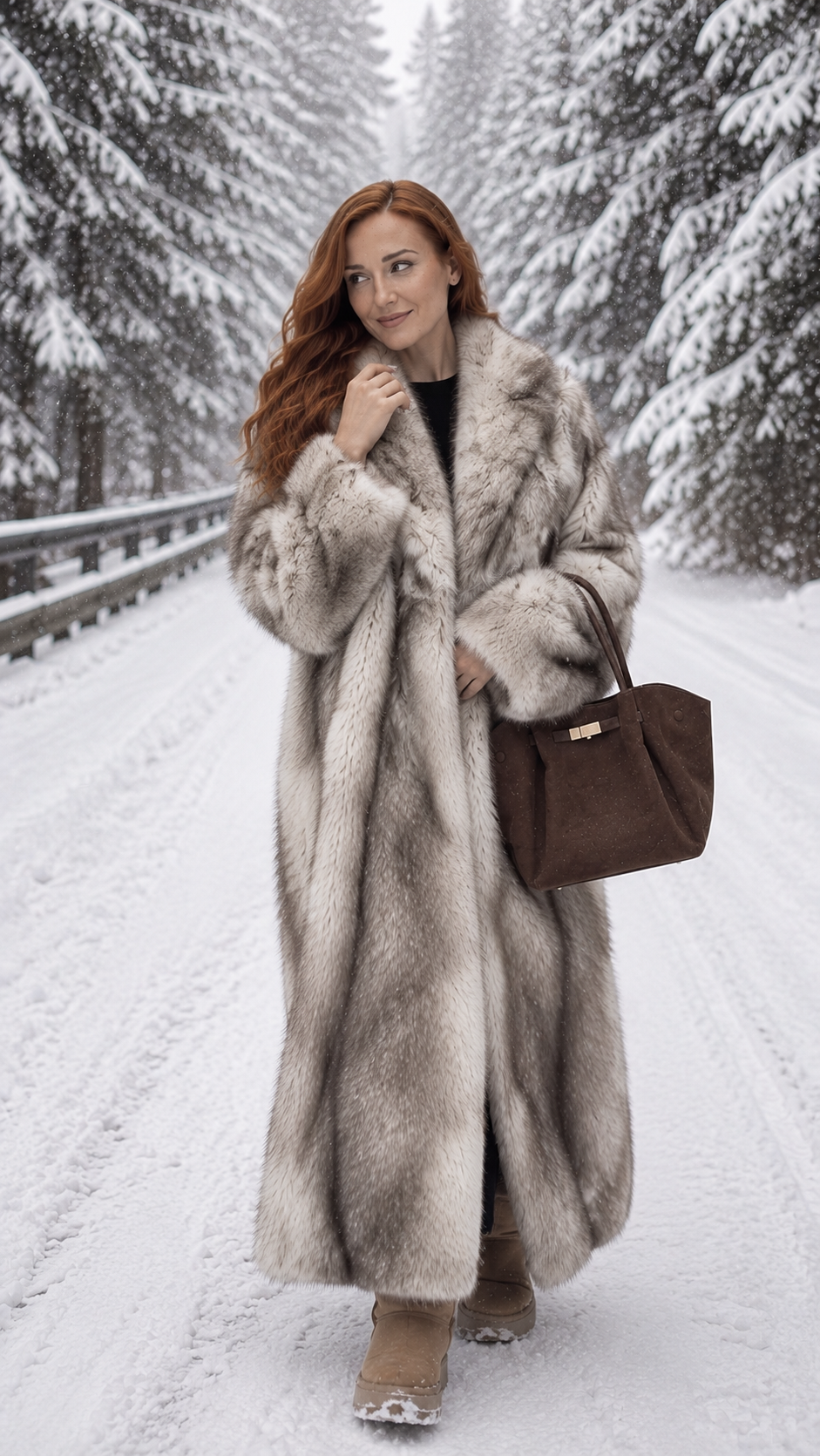 Women's Long Brown Flannel Coat – Winter Elegance