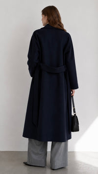 Women's Elegant Belted Long Coat with Lapels – High Allure