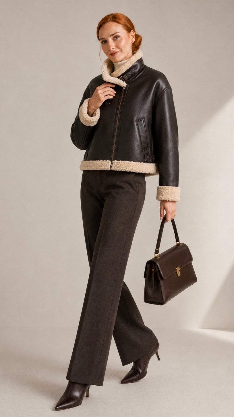 blouson aviateur femme chocolat effet mouton gilles de beaumont.jpg