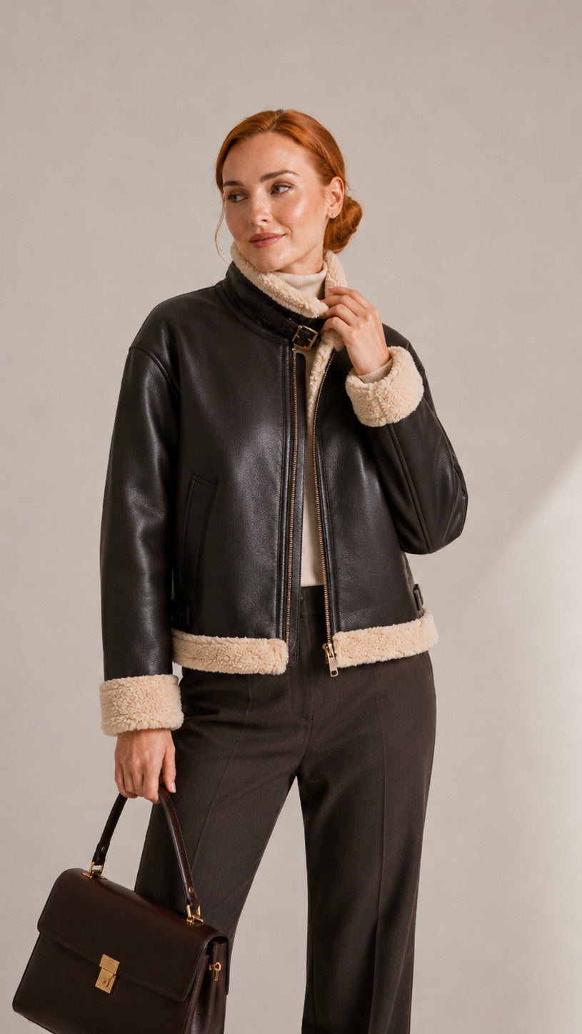 blouson aviateur femme chocolat fac gilles de beaumont