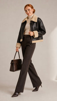 blouson aviateur femme chocolat profil gilles de beaumont
