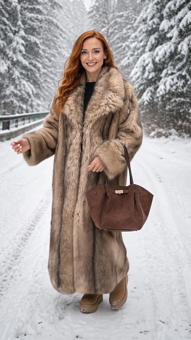 manteau long femme marron en mouvement gilles de beaumont.mp4 